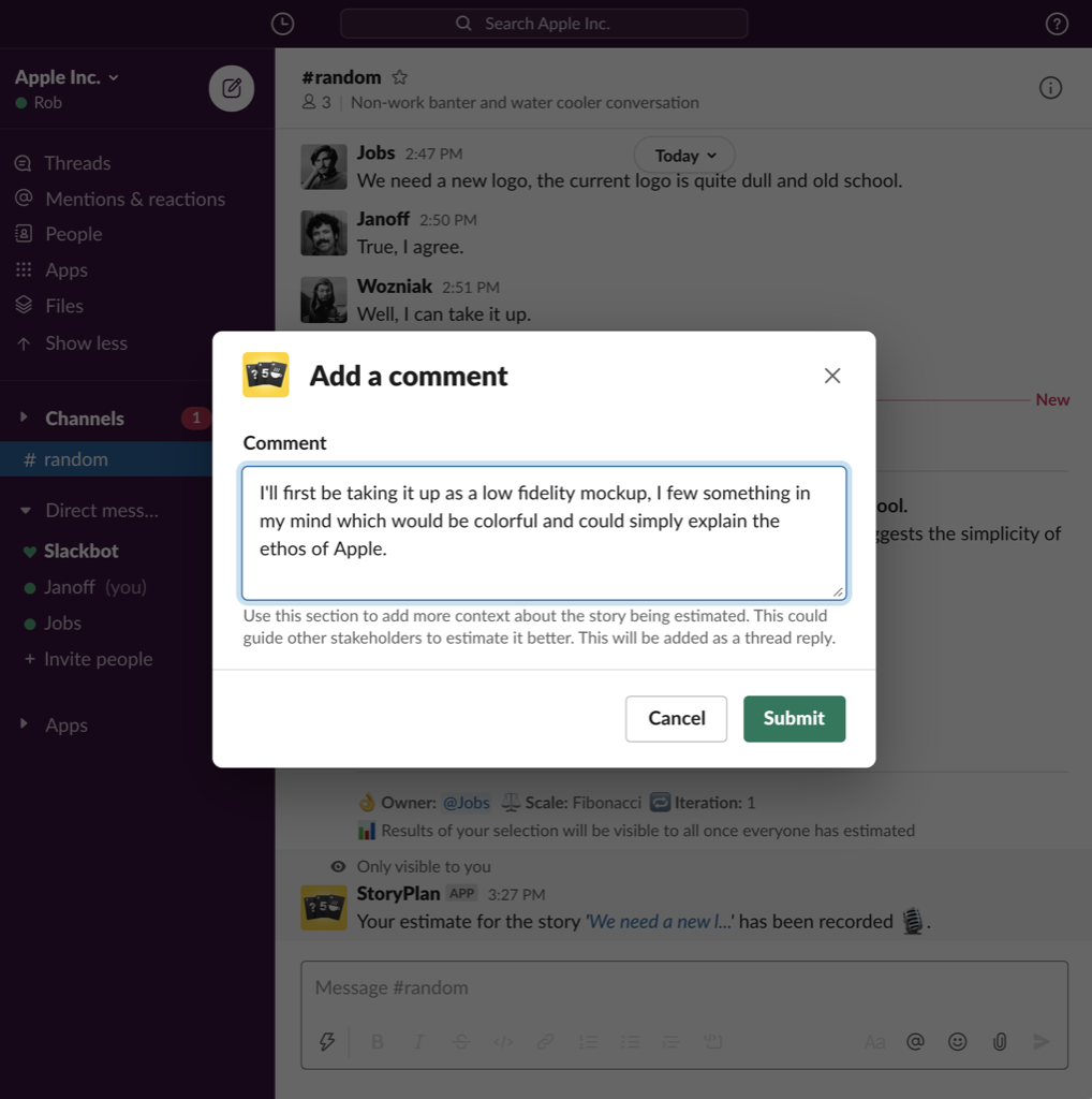 Settings dialogue